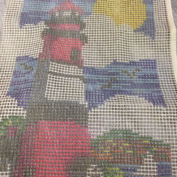 Caron Vintage 90s Large Latch Hook Kit Lighthouse 27" x 36" Vintage Canvas Yarn - Picture 7 of 7